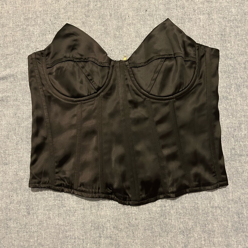 Pretty Little Thing Black Strapless Corset Top